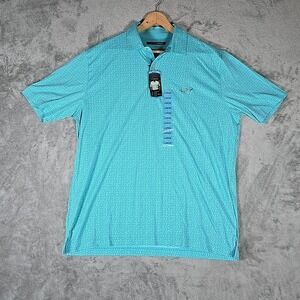 Greg Norman‎ Shirt Men Size L Green Geometric Shapes Performance Wicking Golf